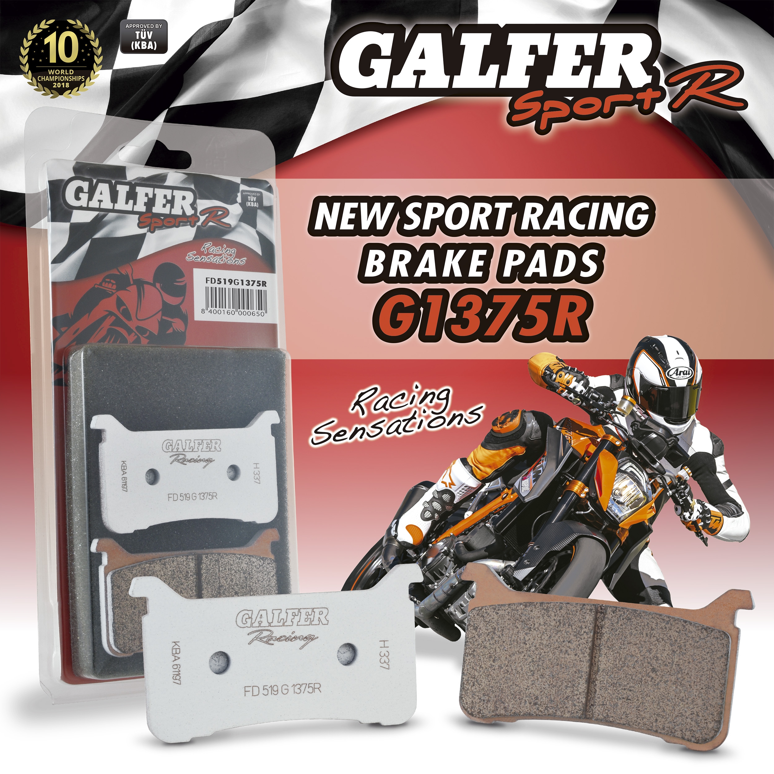 Carbon for Yamaha On-Off Road Motorcycles Galfer Rear Brake Pads 